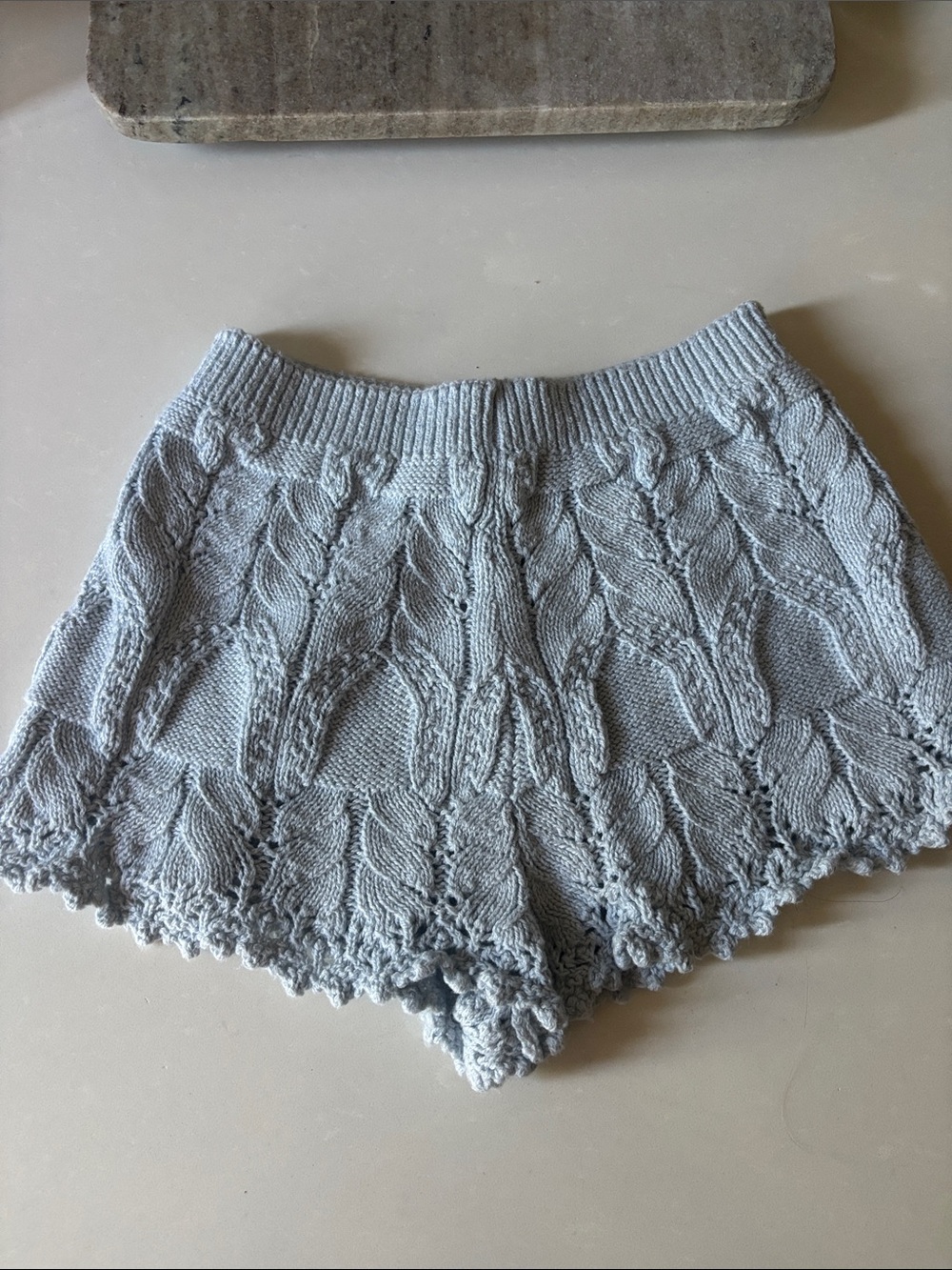 ❤️… My Mum Made It Hand-Knit Light Powder Blue Cable Knit Shorts Xs-S